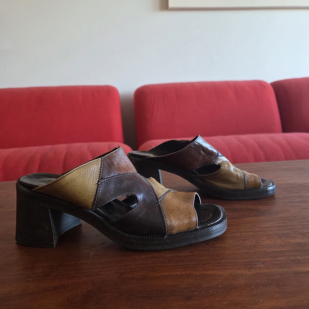 1990s Italian Patchwork Blockheel Sandals